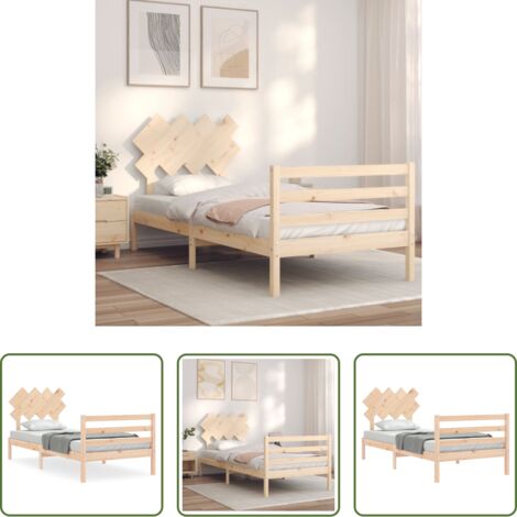Letto in legno massello -  Giroletto con Testiera 90x200 cm in Legno Massello