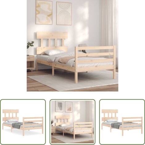 Letto in legno massello -  Giroletto con Testiera 90x200 cm in Legno Massello