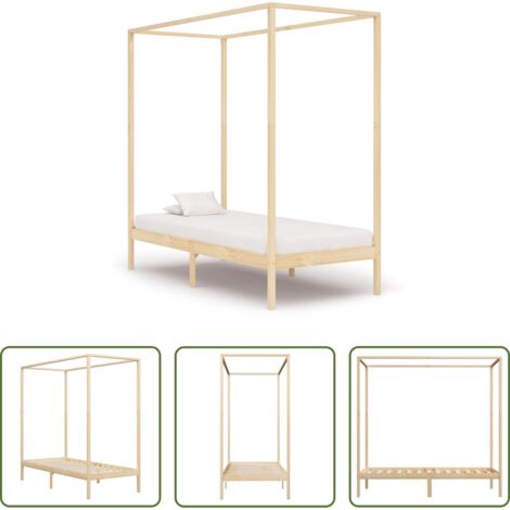 Letto in legno massello -  Giroletto senza Materasso 100x200 cm in Legno Massello di Pino