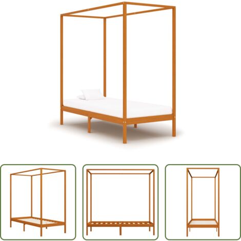 Letto in legno massello -  Giroletto senza Materasso Ambrato Legno Massello Pino 90x200 cm