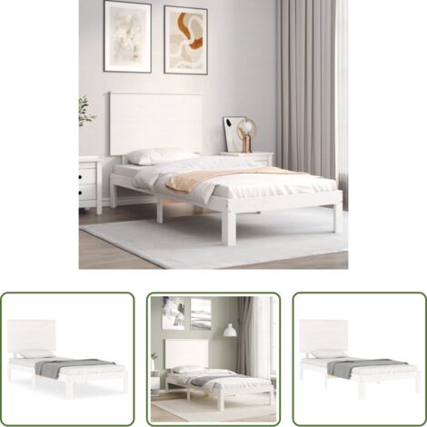 Letto in legno massello -  Giroletto senza Materasso Bianco 100x200 cm Legno Massello Pino