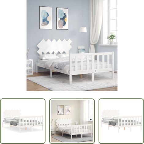 Letto in legno massello -  Giroletto senza Materasso Bianco 120x200 cm Legno Massello Pino