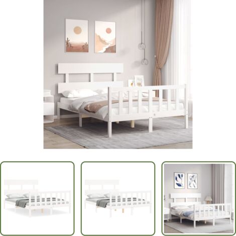 Letto in legno massello -  Giroletto senza Materasso Bianco 120x200 cm Legno Massello Pino