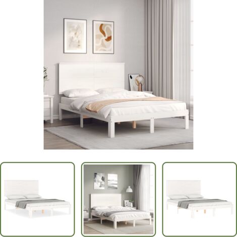 Letto in legno massello -  Giroletto senza Materasso Bianco 140x200 cm Legno Massello Pino