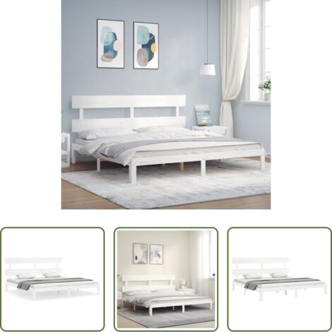 Letto in legno massello -  Giroletto senza Materasso Bianco 200x200 cm Legno Massello Pino