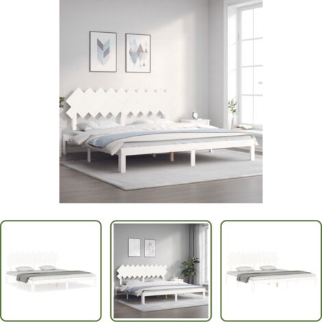 Letto in legno massello -  Giroletto senza Materasso Bianco 200x200 cm Legno Massello Pino