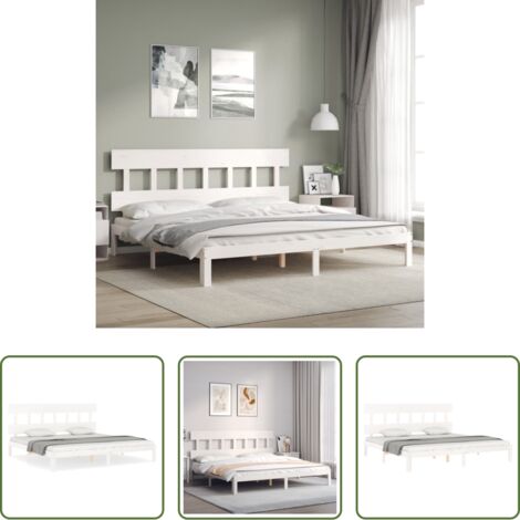Letto in legno massello -  Giroletto senza Materasso Bianco 200x200 cm Legno Massello Pino
