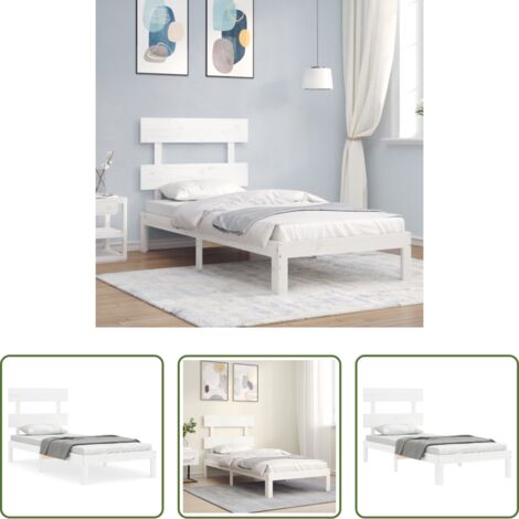 Letto in legno massello -  Giroletto senza Materasso Bianco 90x200 cm Legno Massello Pino