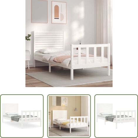 Letto in legno massello -  Giroletto senza Materasso Bianco 90x200 cm Legno Massello Pino
