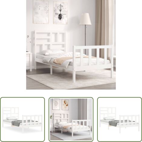 Letto in legno massello -  Giroletto senza Materasso Bianco 90x200 cm Legno Massello Pino