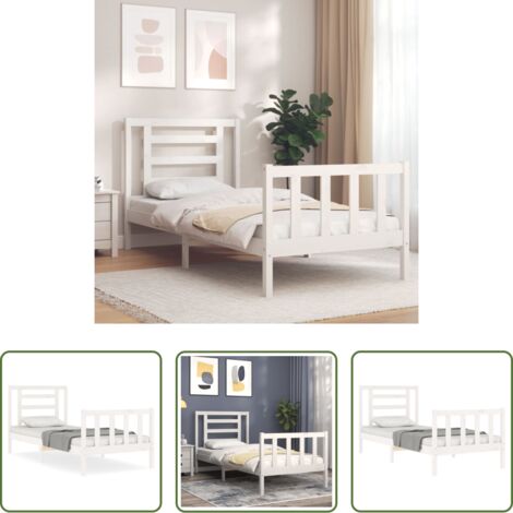 Letto in legno massello -  Giroletto senza Materasso Bianco 90x200 cm Legno Massello Pino
