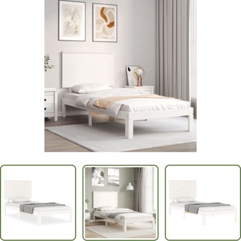 Letto in legno massello -  Giroletto senza Materasso Bianco 90x200 cm Legno Massello Pino