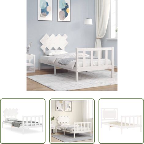 Letto in legno massello -  Giroletto senza Materasso Bianco 90x200 cm Legno Massello Pino