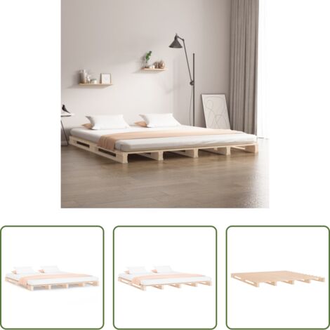 Letto in legno massello -  Letto a Pallet 160x200 cm in Legno Massello di Pino