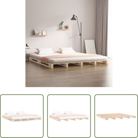 Letto in legno massello -  Letto a Pallet 200x200 cm in Legno Massello di Pino