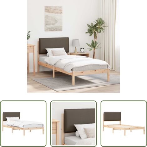 Letto in legno massello -  Letto con Testiera Rivestita Talpa 80 x 200 cm Pino massello