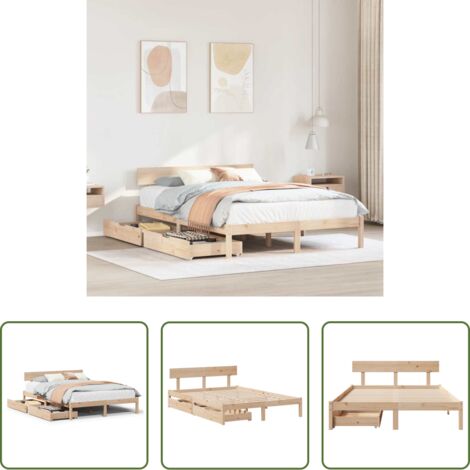 Letto in legno massello -  Letto senza Materasso 120x190 cm in Legno Massello di Pino