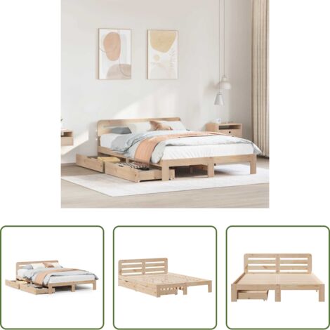 Letto in legno massello -  Letto senza Materasso 135x190 cm in Legno Massello di Pino