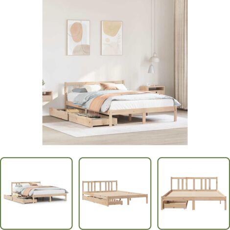 Letto in legno massello -  Letto senza Materasso 135x190 cm in Legno Massello di Pino