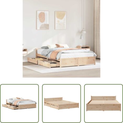 Letto in legno massello -  Letto senza Materasso 135x190 cm in Legno Massello di Pino