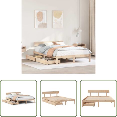 Letto in legno massello -  Letto senza Materasso 140x190 cm in Legno Massello di Pino
