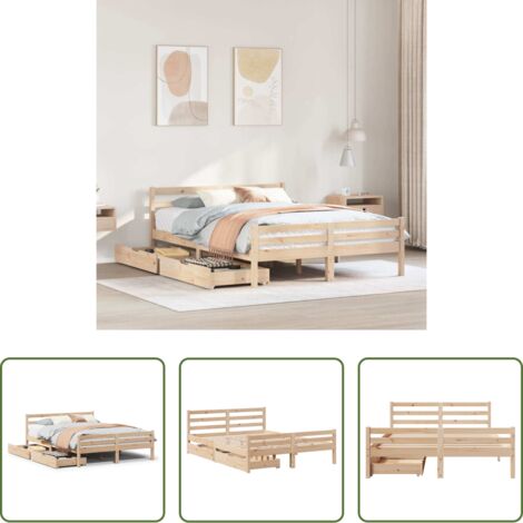 Letto in legno massello -  Letto senza Materasso 140x190 cm in Legno Massello di Pino