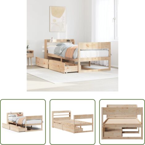 Letto in legno massello -  Letto senza Materasso 90x200 cm in Legno Massello di Pino