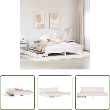 Letto in legno massello -  Letto senza Materasso Bianco 180x200 cm Legno Massello di Pino
