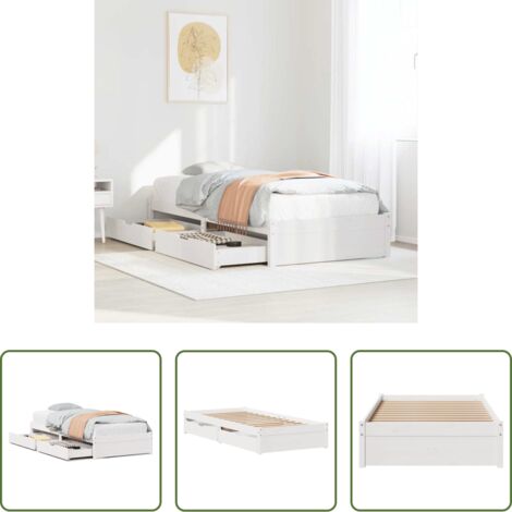 Letto in legno massello -  Letto senza Materasso Bianco 75x190 in Legno Massello di Pino