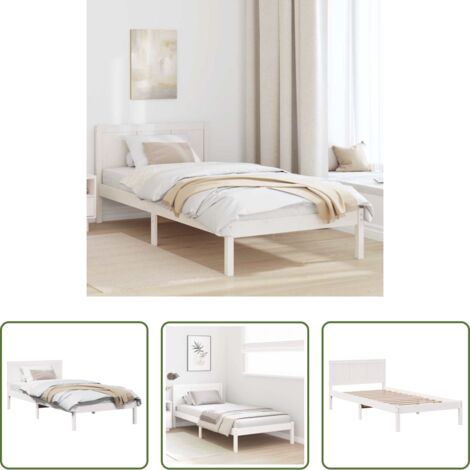 Letto in legno massello -  Struttura del letto Bianco 100 x 200 cm Legno massello di pino