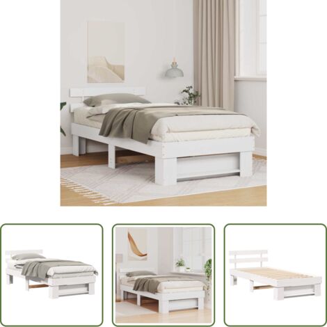 Letto in legno massello -  Struttura del letto Bianco 100 x 200 cm Pino massello