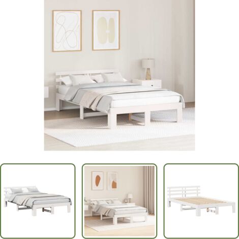 Letto in legno massello -  Struttura del letto Bianco 120 x 190 cm Pino massello