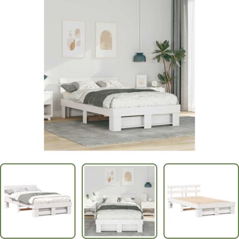 Letto in legno massello -  Struttura del letto Bianco 120 x 200 cm Pino massello
