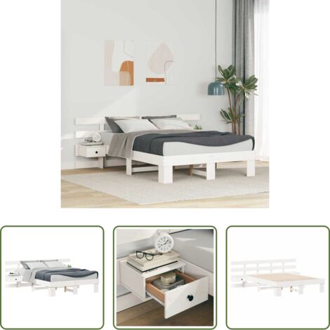 Letto in legno massello -  Struttura del letto Bianco 135 x 190 cm Pino massello