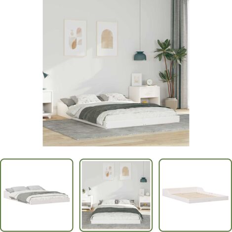 Letto in legno massello -  Struttura del letto Bianco 140 x 190 cm Pino massello