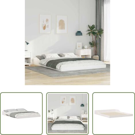 Letto in legno massello -  Struttura del letto Bianco 140 x 220 cm Pino massello