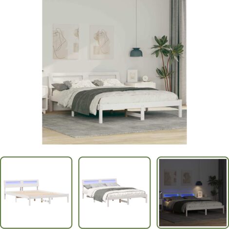 Letto in legno massello -  Struttura del letto Bianco 150 x 200 cm Pino massello