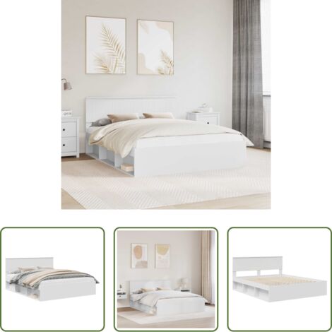 Letto in legno massello -  Struttura del letto Bianco 160 x 200 cm Pino massello