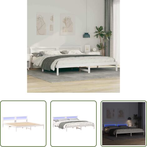 Letto in legno massello -  Struttura del letto Bianco 200 x 200 cm Pino massello
