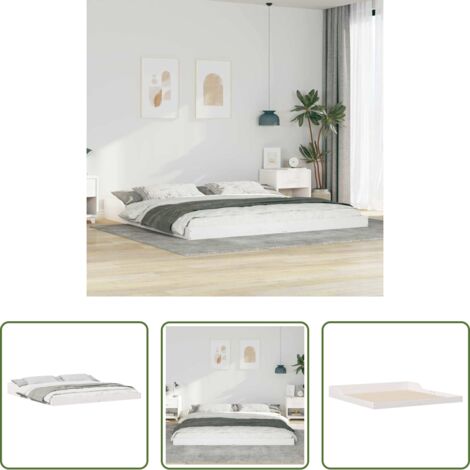 Letto in legno massello -  Struttura del letto Bianco 200 x 210 cm Pino massello