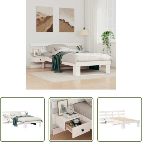 Letto in legno massello -  Struttura del letto Bianco 75 x 190 cm Pino massello