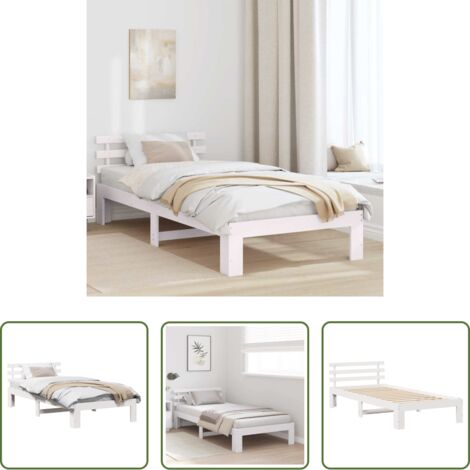 Letto in legno massello -  Struttura del letto Bianco 80 x 200 cm Pino massello