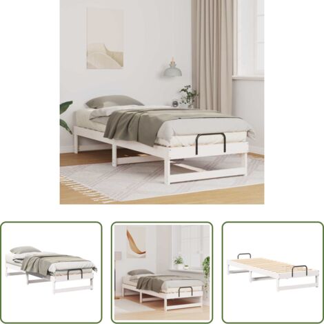 Letto in legno massello -  Struttura del letto Bianco 80 x 200 cm Pino massello