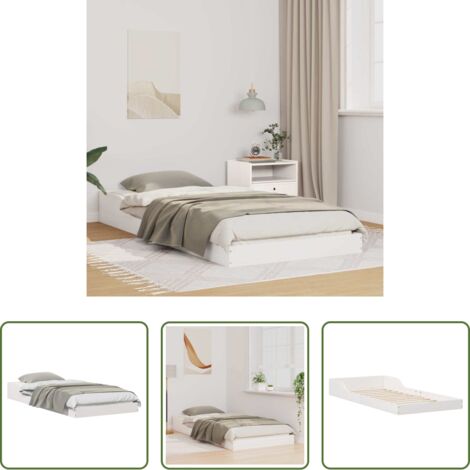 Letto in legno massello -  Struttura del letto Bianco 90 x 210 cm Pino massello