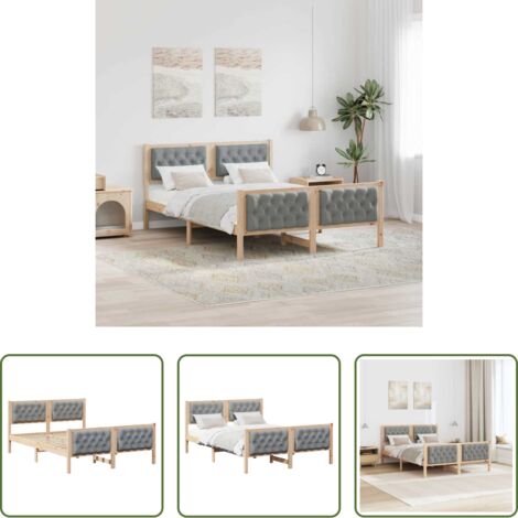 Letto in legno massello -  Struttura del letto Grigio chiaro 140 x 190 cm Pino massello