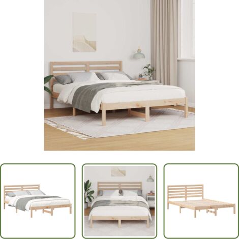 Letto in legno massello -  Struttura del letto Marrone 140 x 190 cm Pino massello