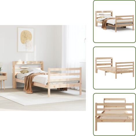 Letto in legno massello - vidaXL Giroletto con Testiera 100x200 cm Legno Massello di Pino - Letto con doghe