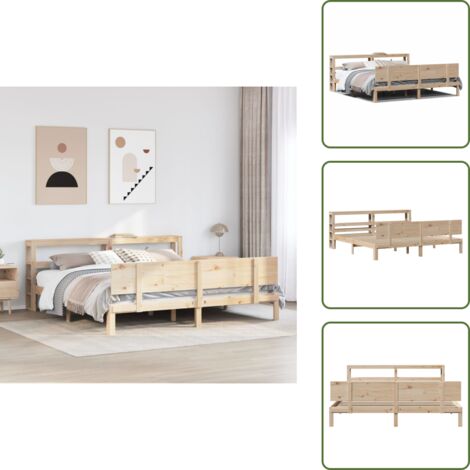 Letto in legno massello - vidaXL Giroletto con Testiera 200x200 cm in Legno Massello di Pino - Letto con doghe in compensato
