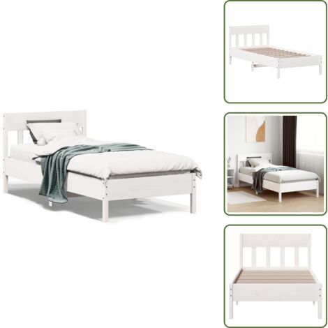 Letto in legno massello - vidaXL Giroletto senza Materasso Bianco 100x200 cm Legno Massello Pino - Letto in pino