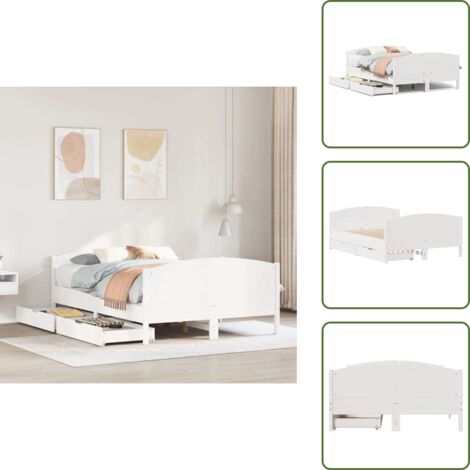 Letto in legno massello - vidaXL Letto senza Materasso Bianco 135x190 cm Legno Massello di Pino - Letto con base a doghe